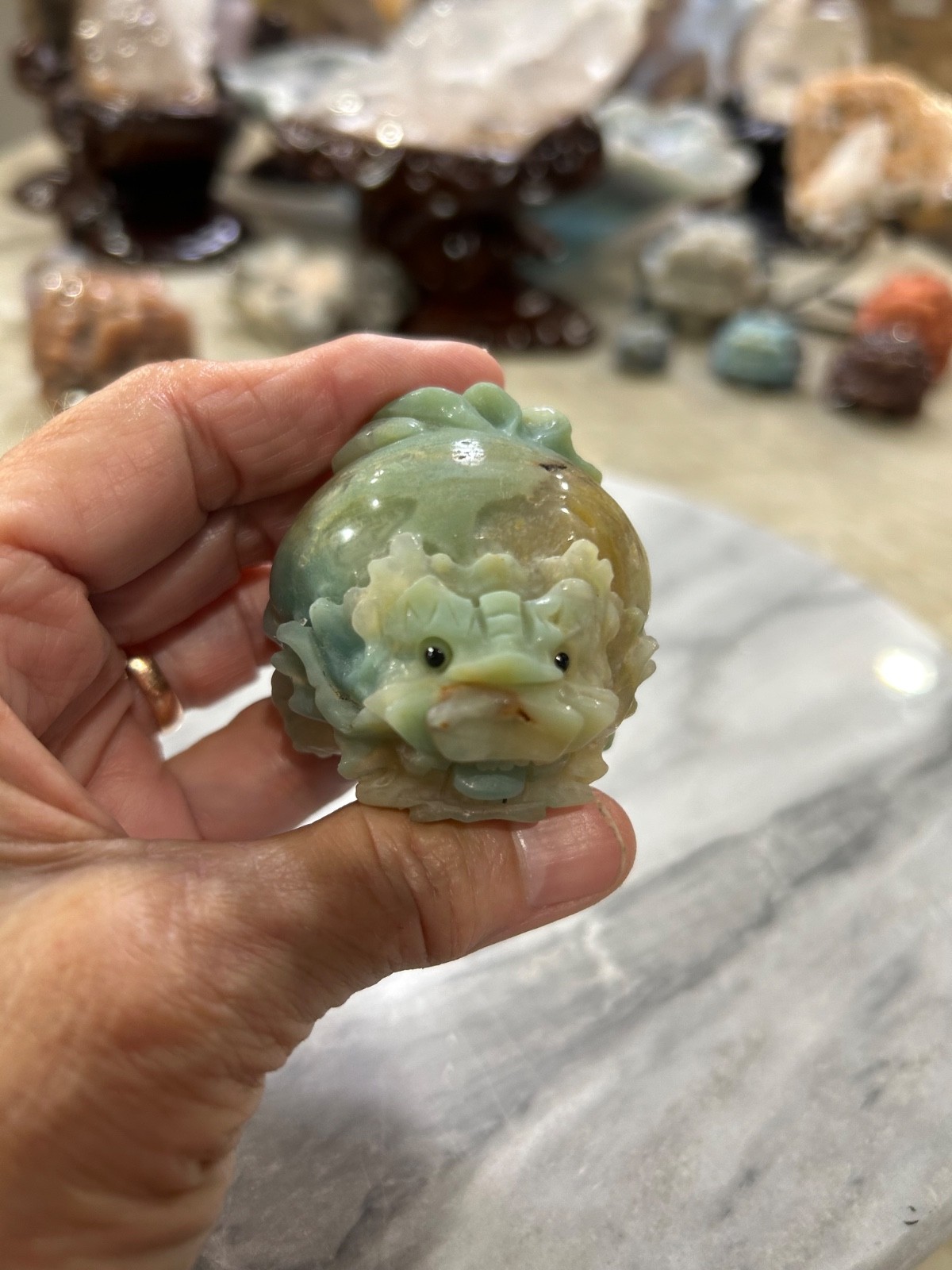 Amazonite Dragon Turtle Carving