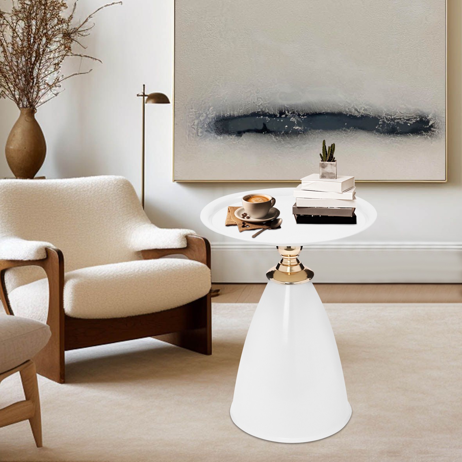 Side End Table, Small Round Side Table, For Living Room, Bedrooms, Offices