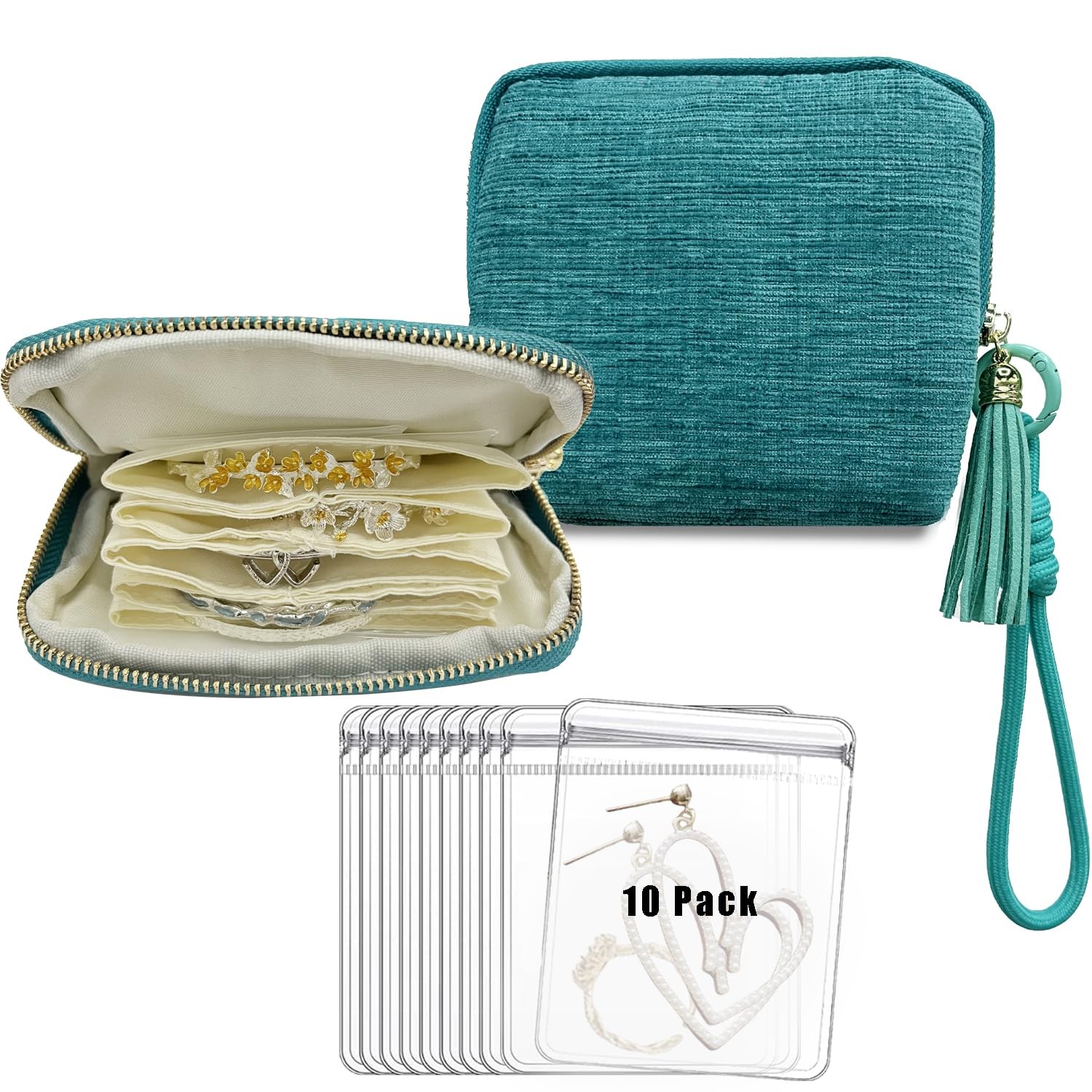 Small Travel Jewelry Case with Lanyard, Portable Jewelry Bags, Organizer Pouc...