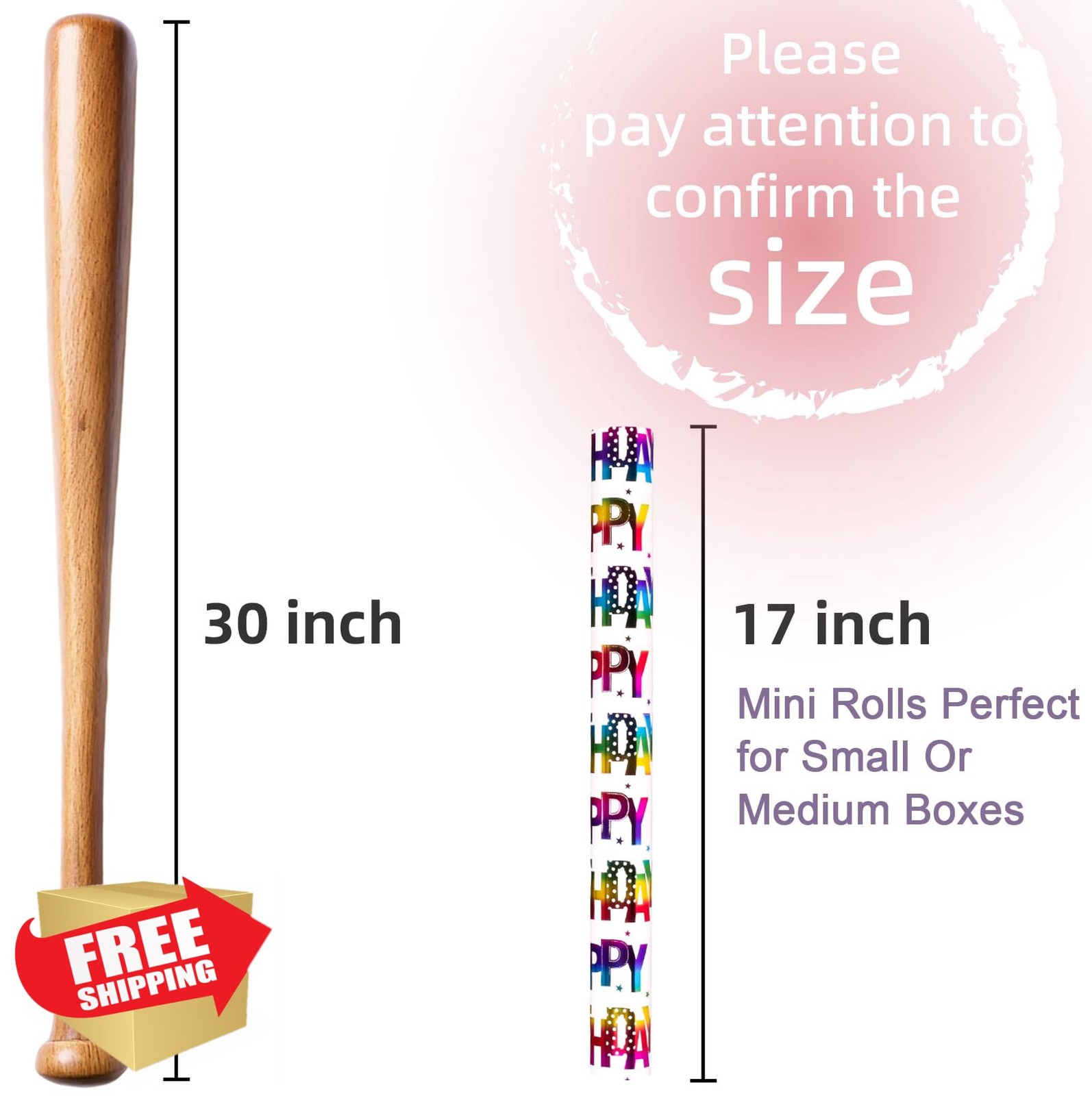 Yarcony Birthday Wrapping Paper Roll Mini Colorful Foil 17"x16.5'