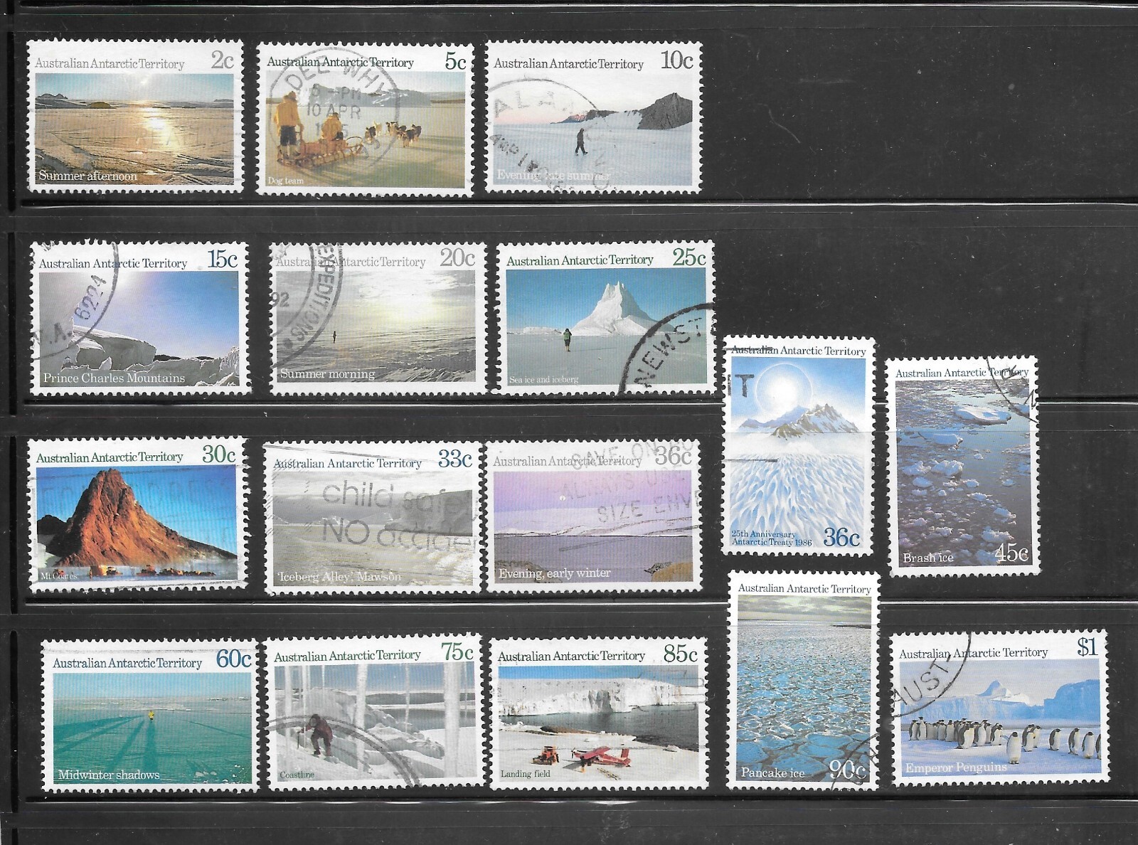 AAT - Definitive Set of 15 Stamps 1984 to 1987 - Sg 63 to 77 Scenes - Used