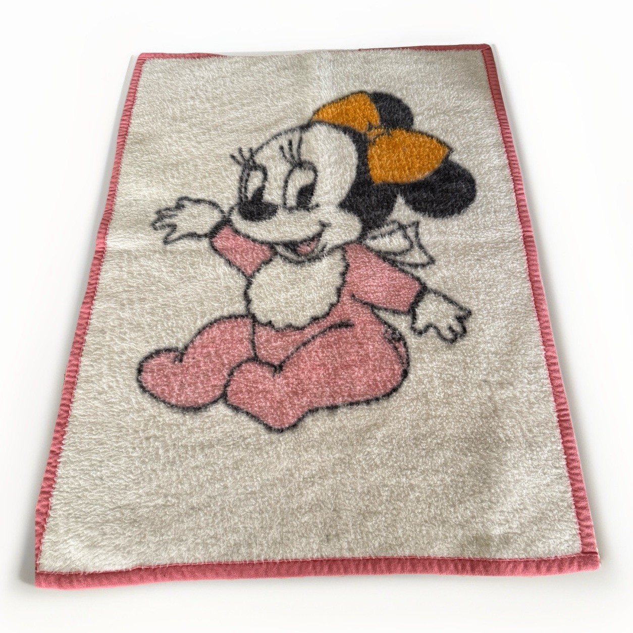 Vintage Biederlack Disney 1984 Baby Minnie Mouse Fleece Blanket 28 X 36 USA