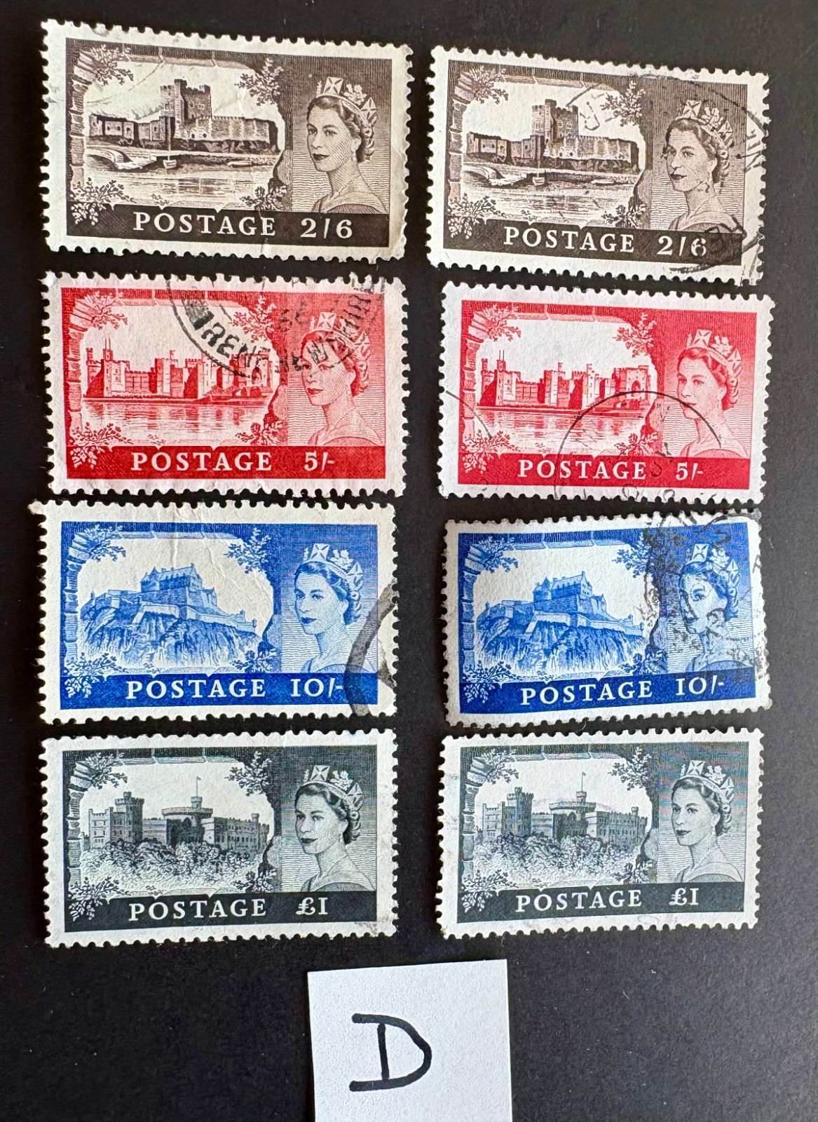 Great Britain - Set of two, 1955, Castles, Scott Nos. 309-312, Used, VG/VF.