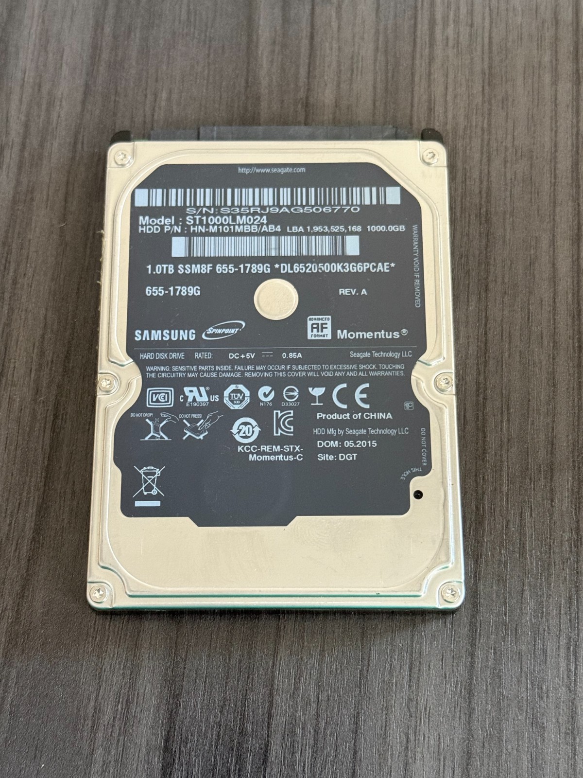 SAMSUNG 1TB ST1000LM024 SATA HD