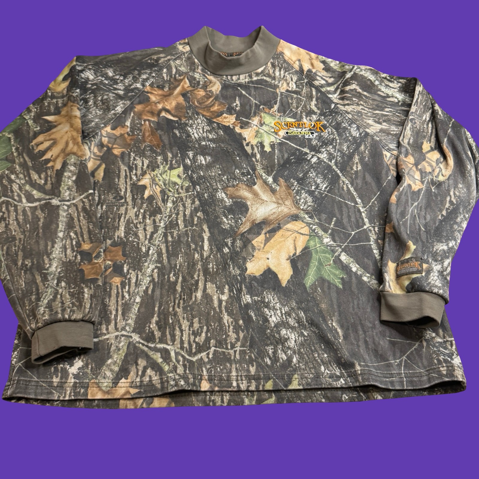 ScentLok Savanna EXT Mens XL Mossy Oak Camo Hunting Crew Shirt Polyester USA
