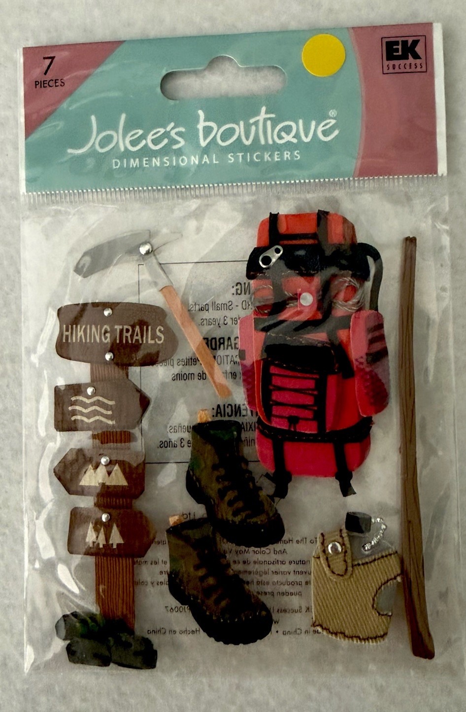 Jolee’s Hiking Trip Backpack Boots Canteen Trails 7 Piece Scrapbooking Set NIP