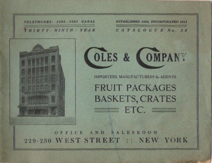 Antique ca 1911 Coles & Company Fruit Packages Baskets, Crates etc. 32 pages