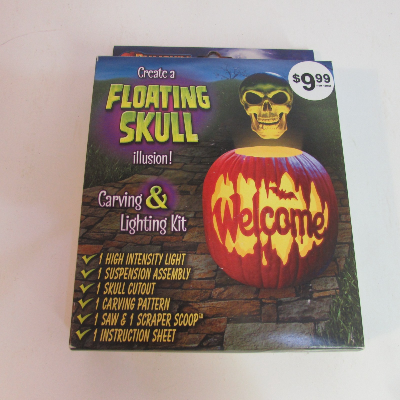 PUMPKIN MASTERS • CREATE A FLOATING SKULL ILLUSION! CARVING & LIGHTING KIT • NEW