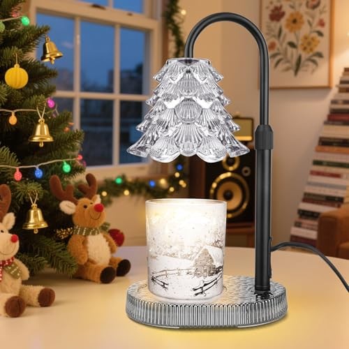 Christmas Tree Shape Candle Warmer Lamp with Timer Dimmable Adjustable Gray
