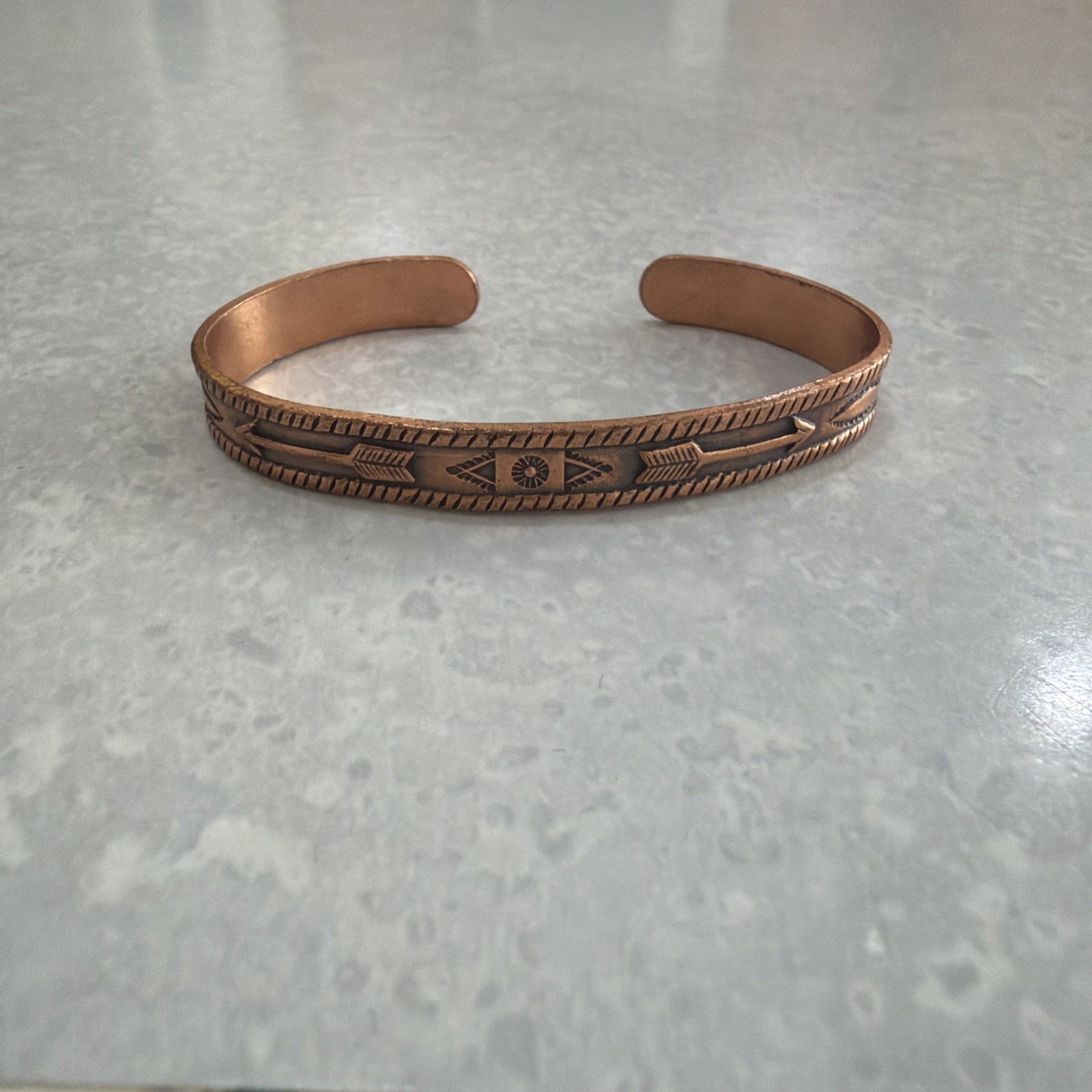 1950’s COPPER Open Cuff Bracelet Native American Southwestern Jewelry Etched