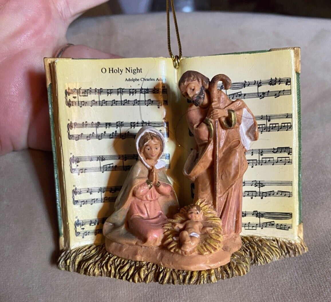 Roman Resin Nativity "O Holy Night" Sheet Music Christmas Ornament NWT