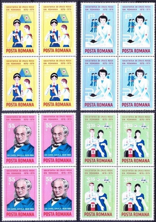 Romania 1976 MNH 4v in Blk, Red Cross, Scouts, Blood Donation, Medicine  