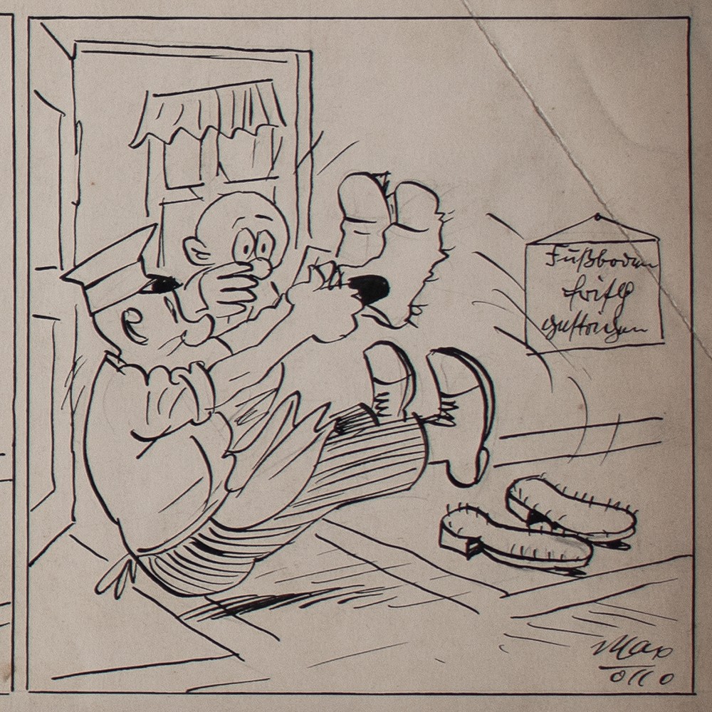 Max Otto Stups Green Post Humor Cartoon Signed Drawing Ink 1920s