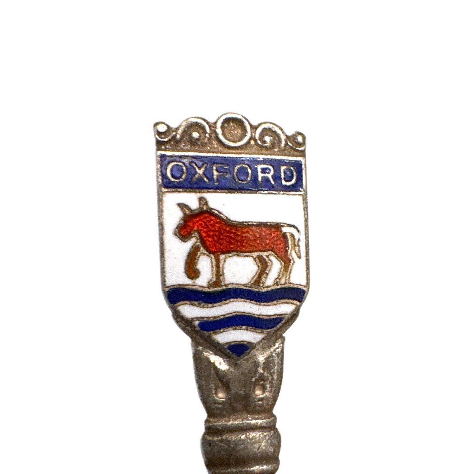 Sterling Deakin & Francis Vintage Oxford England Souvenir Spoon Enameled Crest