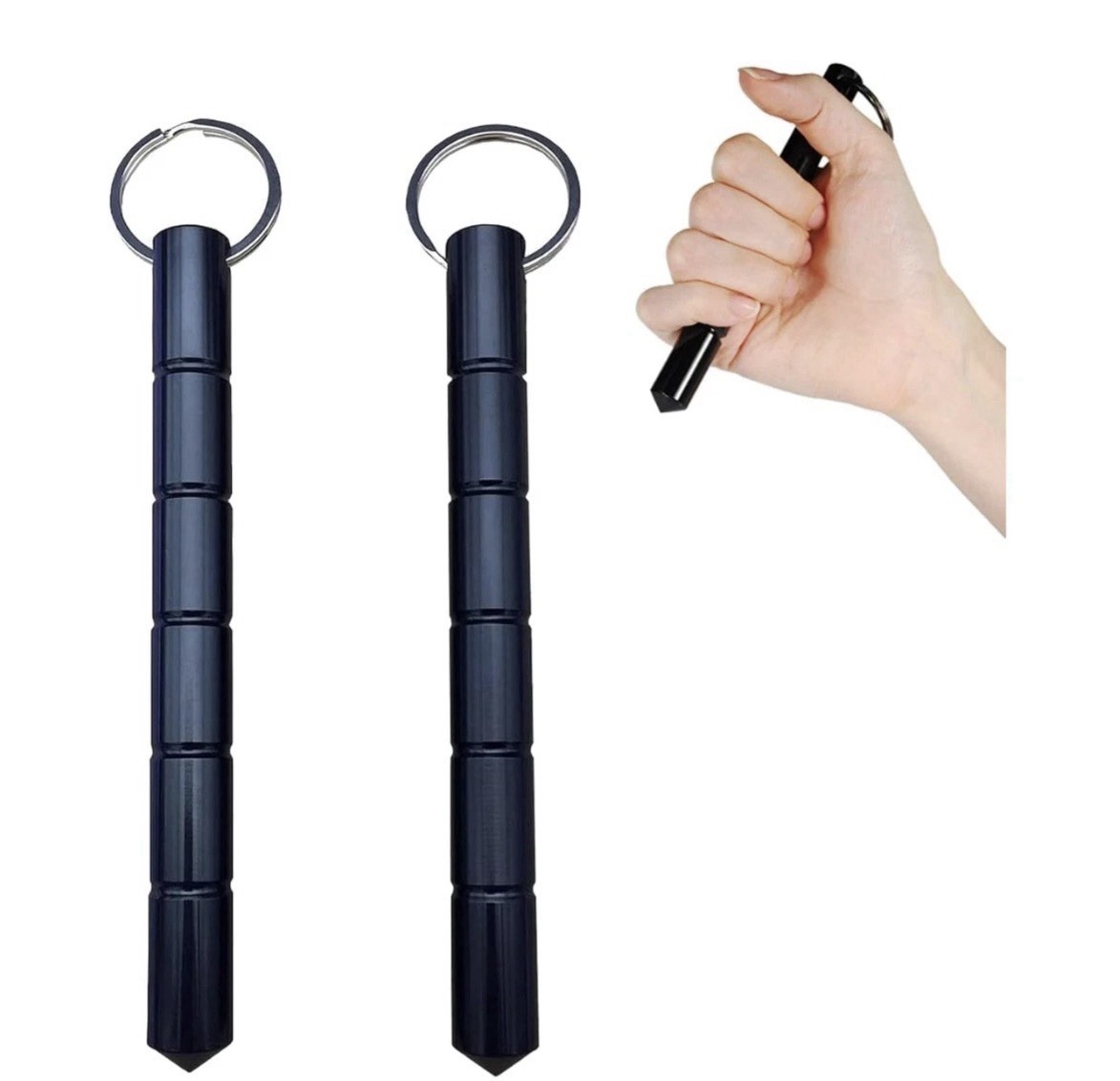 2-Pack Portable Self Defense Keychains - Aluminum Kubotan for Personal Safety