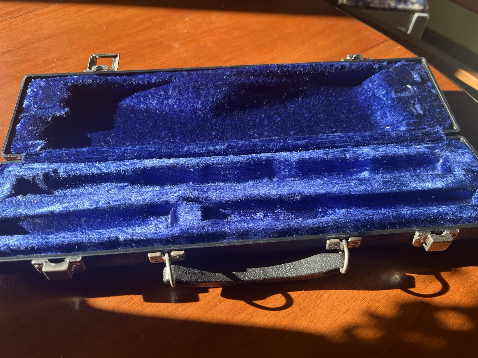 Vintage Black Flute Hard Case Only -Blue Velvet Lining Clean Nice