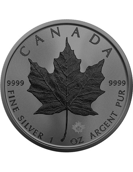 MAPLE LEAF Ruthenium & Black Platinum Series 1 Oz Silver Coin 5$ Canada 2025