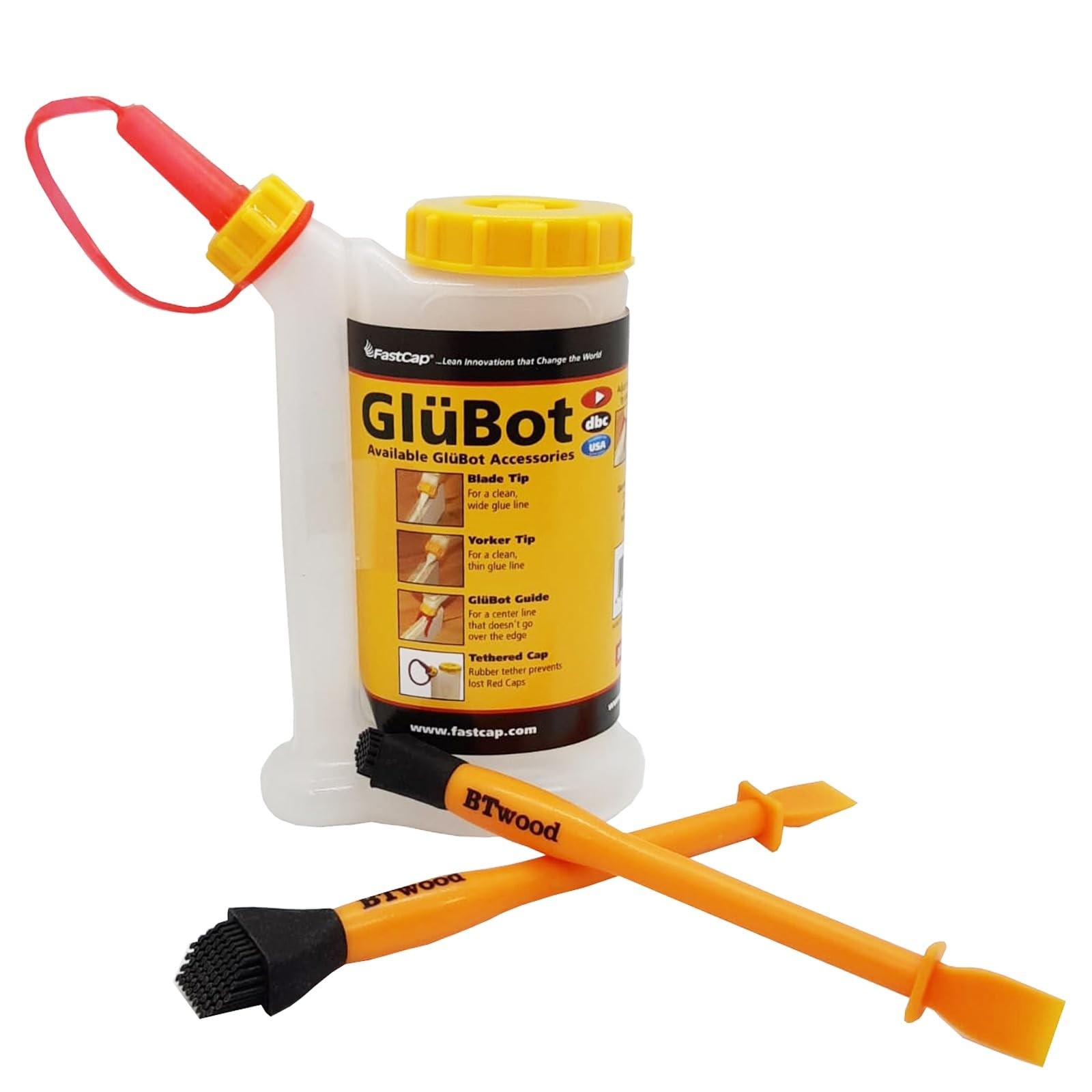 FastCap GluBot 16oz Silicone Glue Bottle & Brush Set 1", 1/2" Bundle
