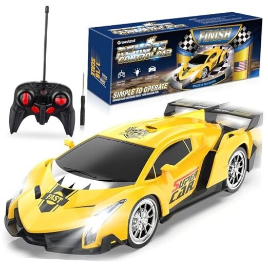  Remote Control Car, RC Cars for Kids 1:18 Electric Toy Car Hobby Racing Yellow