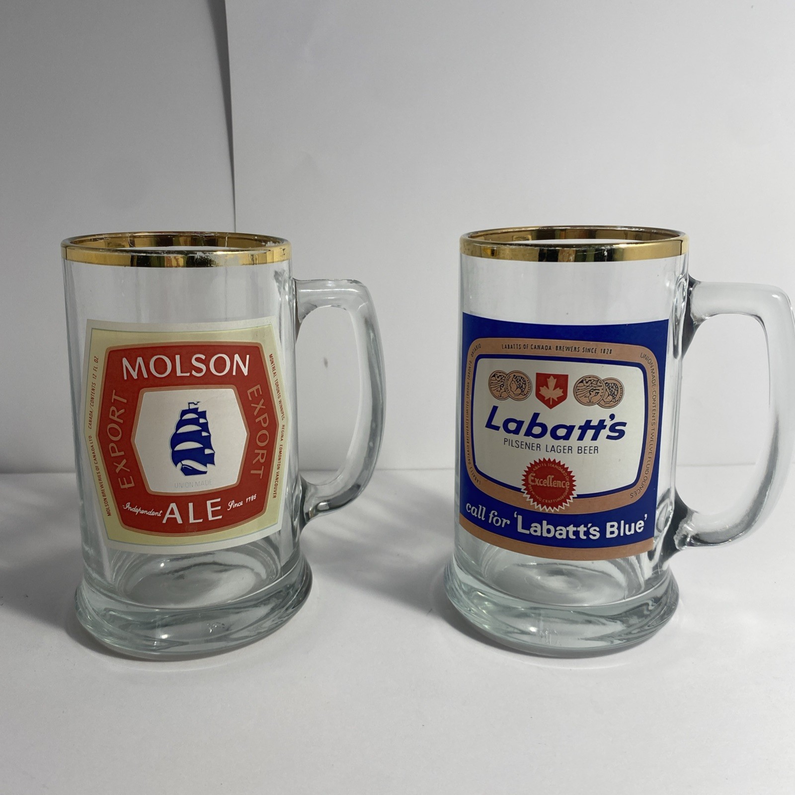 Beer Mug 2 Vintages Beer Mug Molson Export &labbatt’s Blue