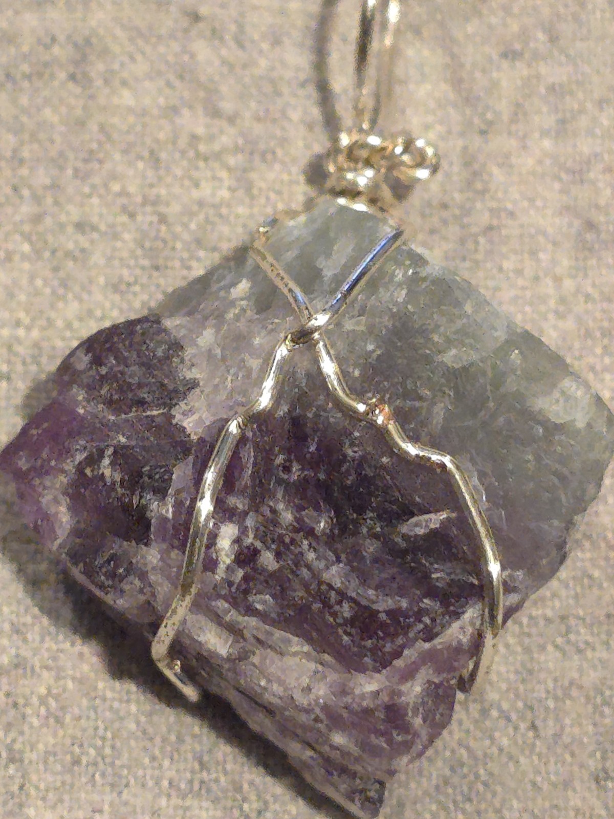 Rainbow Fluorite Pendant On A Sterling Silver Necklace.  ( Raw, 1.5 Inch)