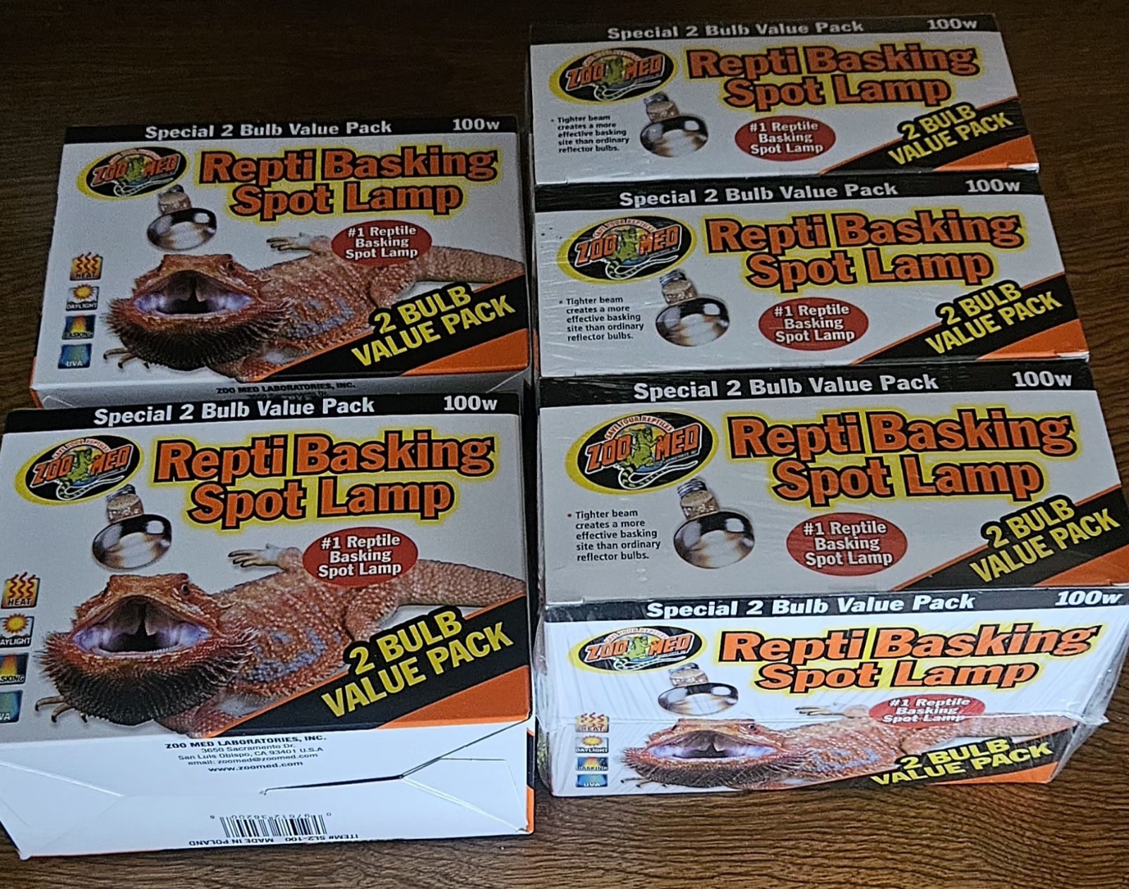 Zoo Med Repti Basking Spot Lamps 100W Unique Patented Double  Beam 2pk LOT OF 5