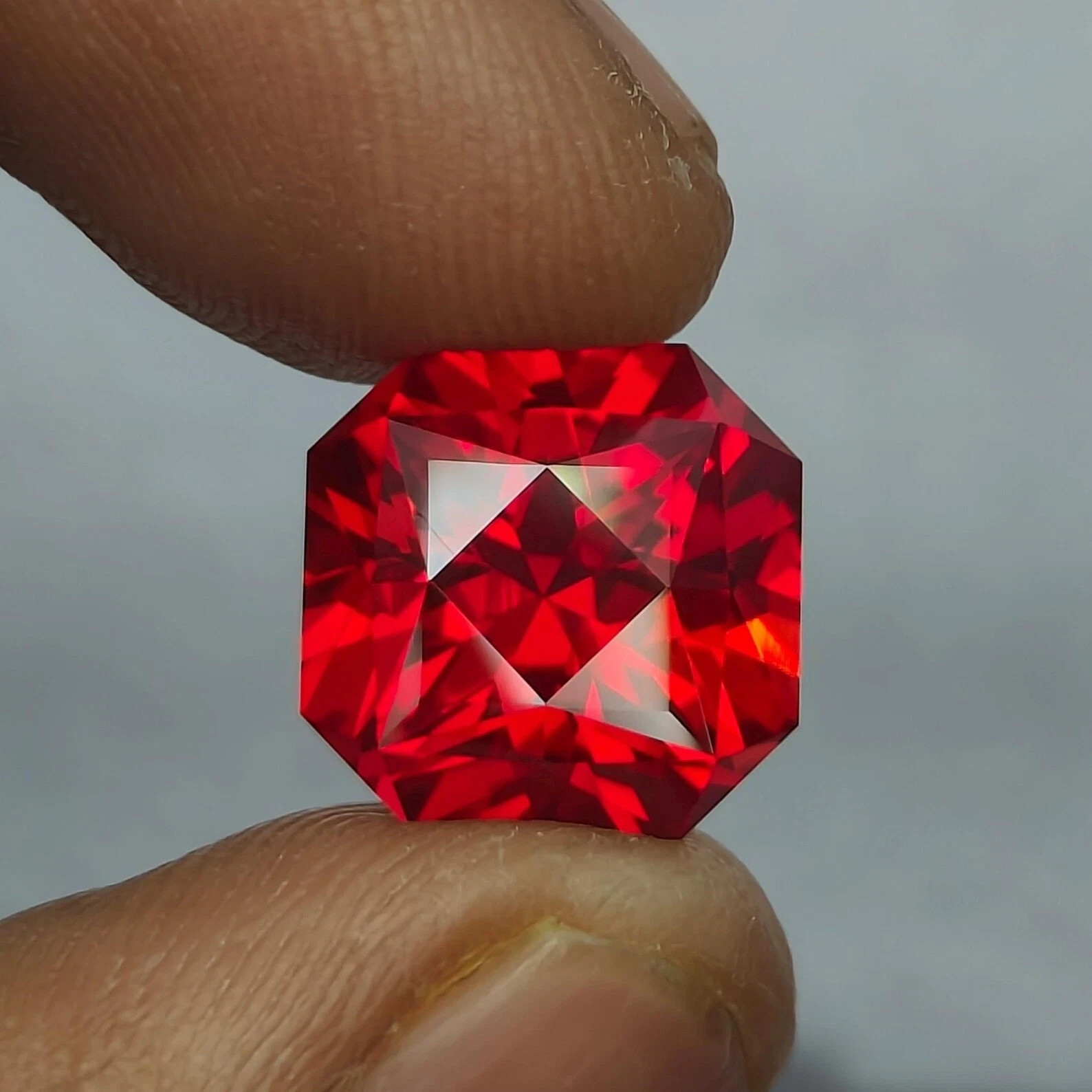 Natural 10.05 Ct Red Orange Hessonite Garnet AsscherCut Certified Loose Gemstone