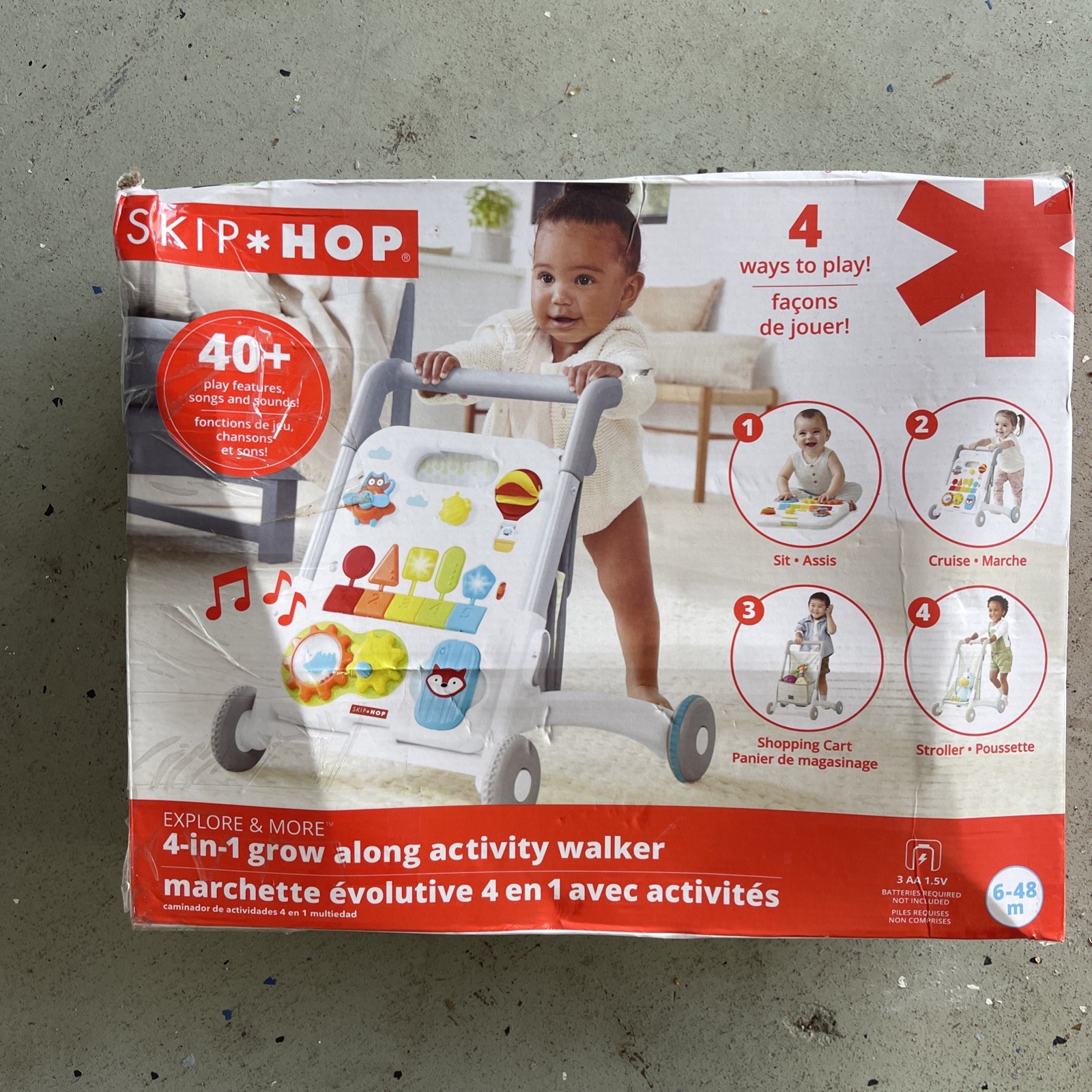 Baby Walker 4-in-1 Sit to Stand Convertible Light Up with 40+ Activities Skip