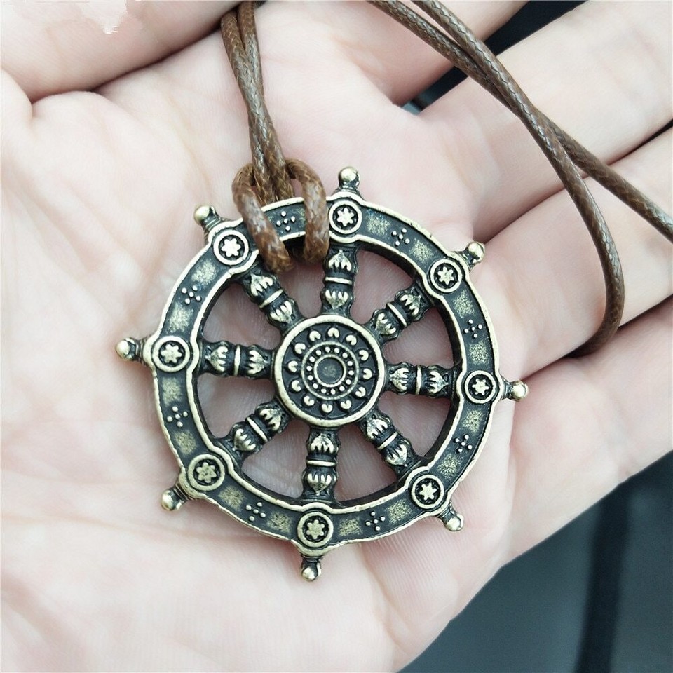 Free Ship Wheel of Life Samsara Buddhist Talisman and Amulet Pendant Buddha Neck