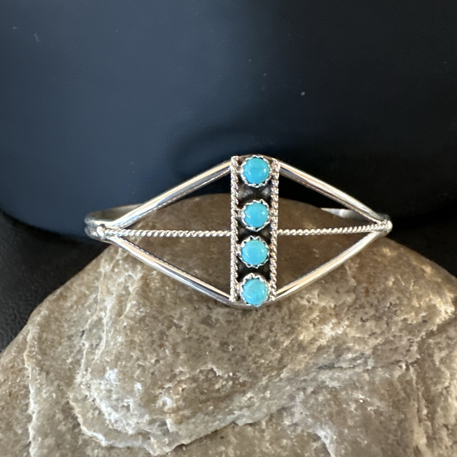 Blue Turquoise Navajo Sterling Silver Cuff Bracelet 19294