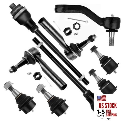  9pcs Suspension Kit Lower Upper Ball Joint Tie Rod End Pitman Arm Fit 1999 