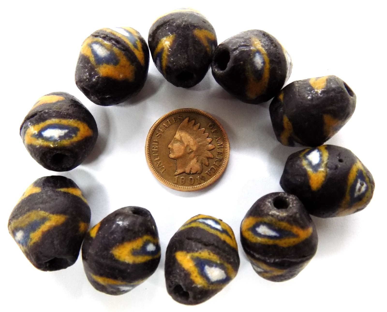 10 Bicone King Trade Beads African  A13  Bin W14