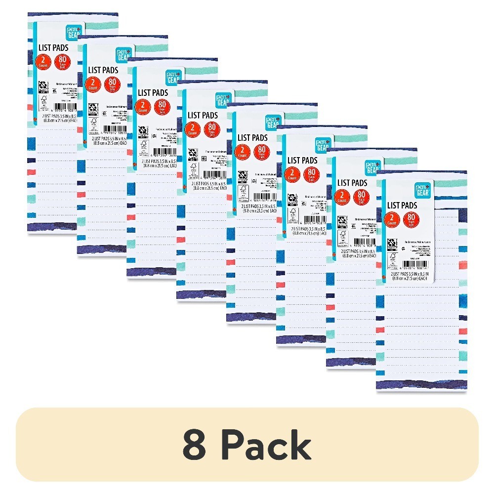 (8 pack) List Pads, Multicolor Floral & Stripe Design, 80 Sheets Each, 2 Count