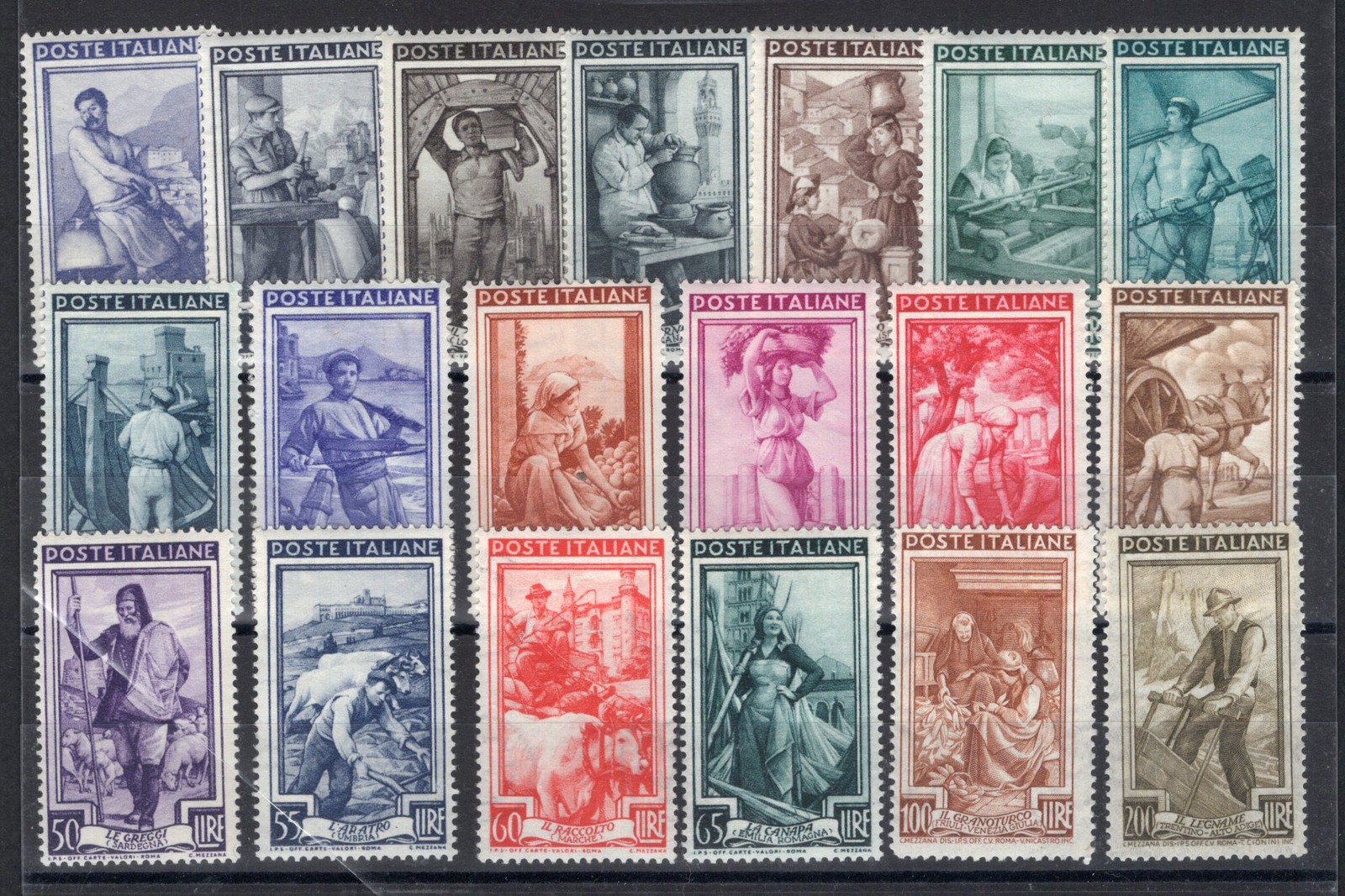 Italia Repubblica 1950 Italia al Lavoro, serie n° 634/52. Certificato: CiBaFil S