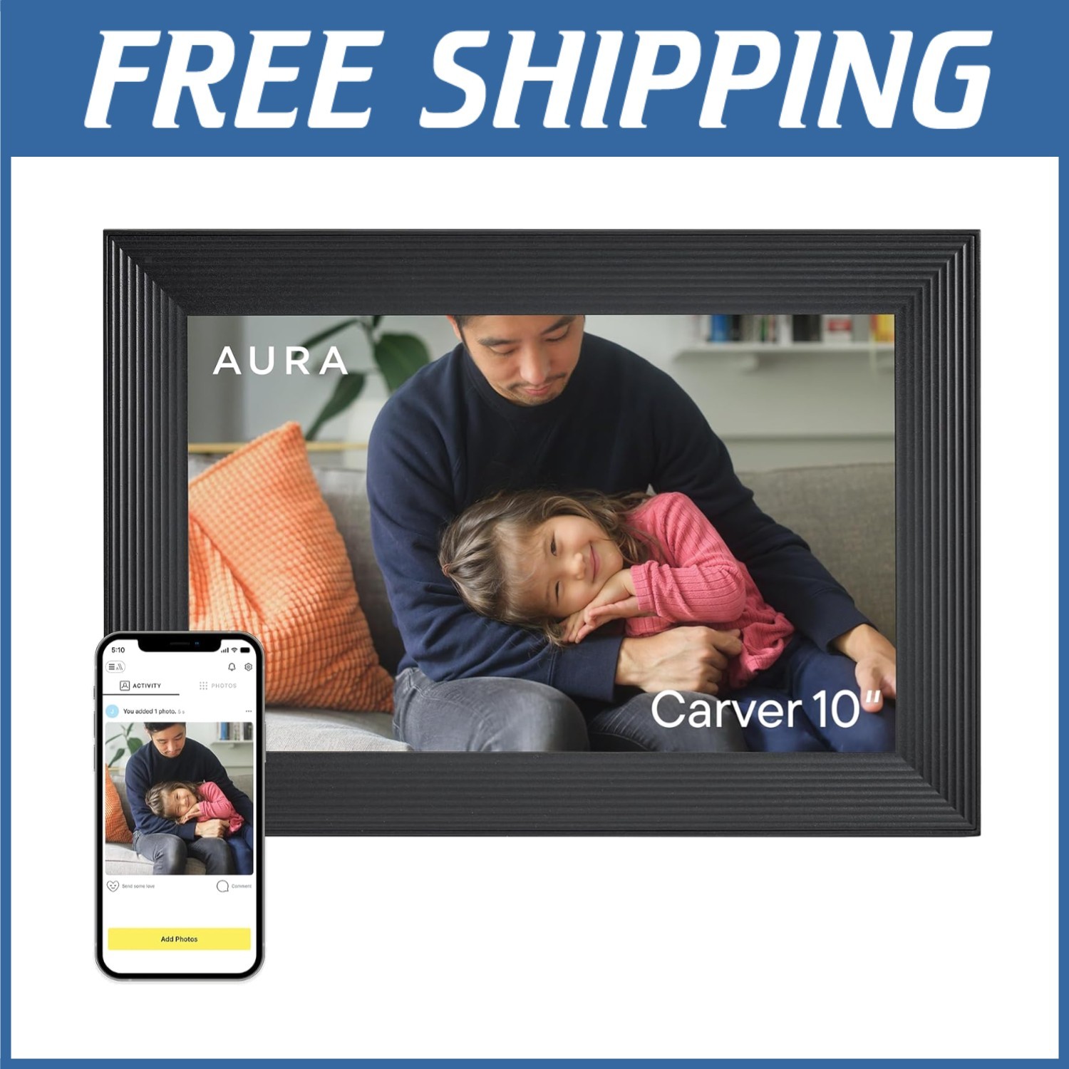 Carver Gravel Digital Photo Frame - Wireless Sharing - 10.1"