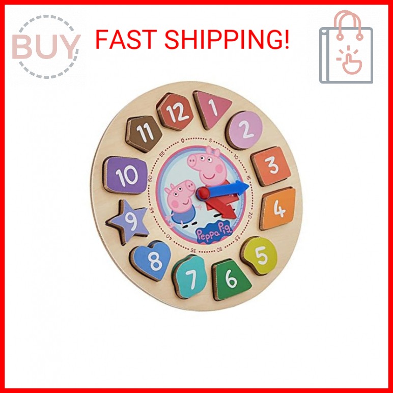 Peppa Pig Shape Sorter Clock Puzzle for 36 months to 48 months, 14Pieces (12Piec