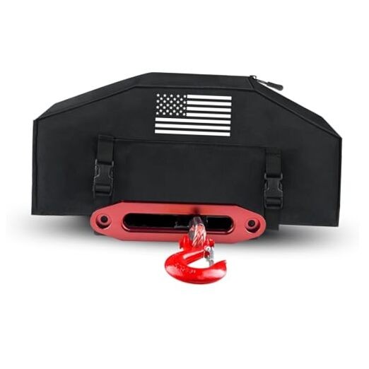 900D Winch Cover with Flag Pattern, Heavy Duty Waterproof Winch winchcover-flag