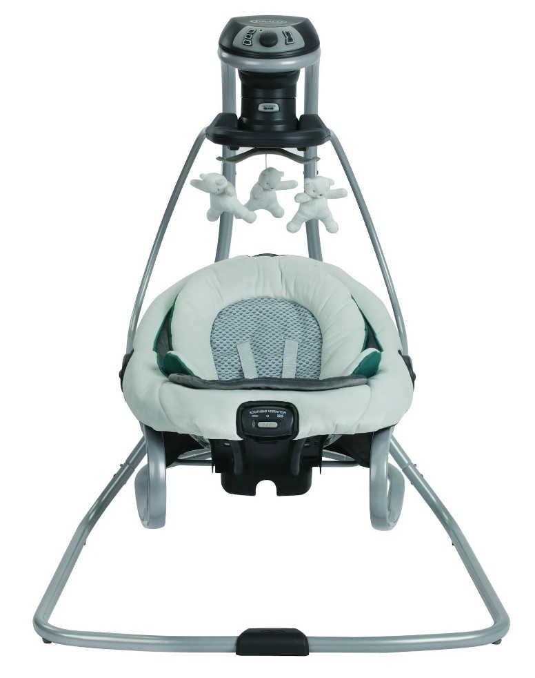 Graco DuetSoothe 6-Speed Baby Swing & Rocker w/ Vibration, Sounds, Mobile – EUC