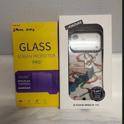 PEHAEL Glass Screen+Camera Protector & CASEZUKE Drop Case for iPhone 17 Pro