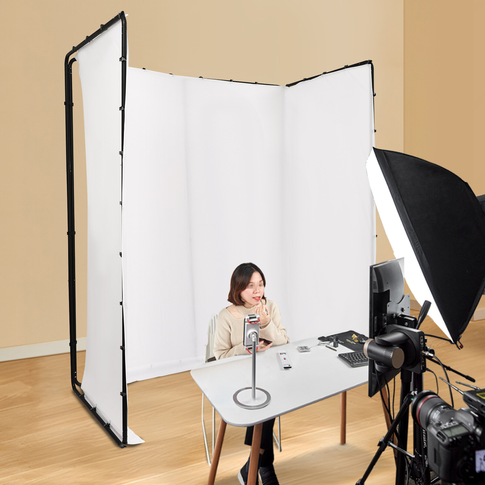 Photography Backdrop Stand+White Cloth Kit For Photo Studio Background Decor