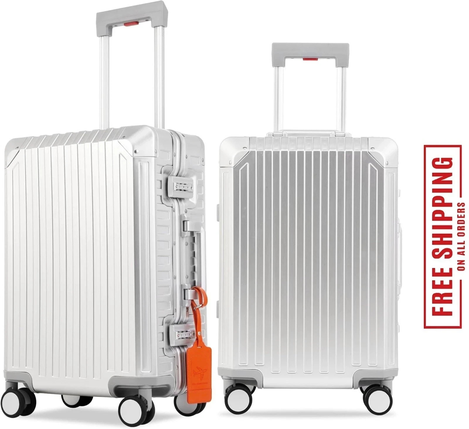 Carry 20inch Premium All Aluminum Magnesium Suitcase silvery