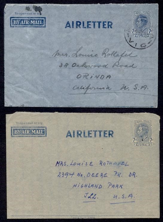 #A2, #A3 KGVI AEROGRAMS TO USA