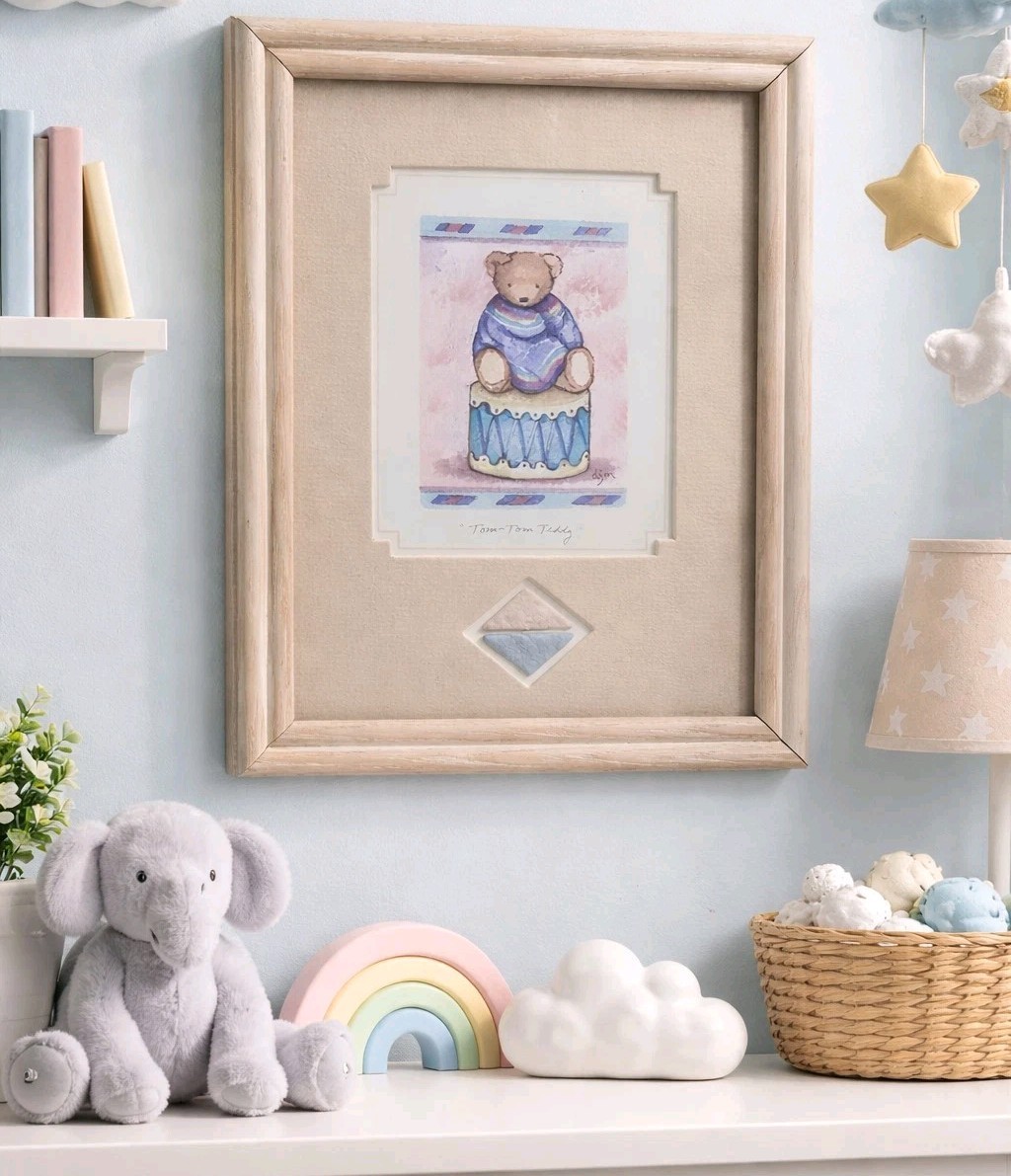Y2K FIGI Graphics Teddy Bear Nursery Art Pastel Baby Room Decor Tom Tom Teddy