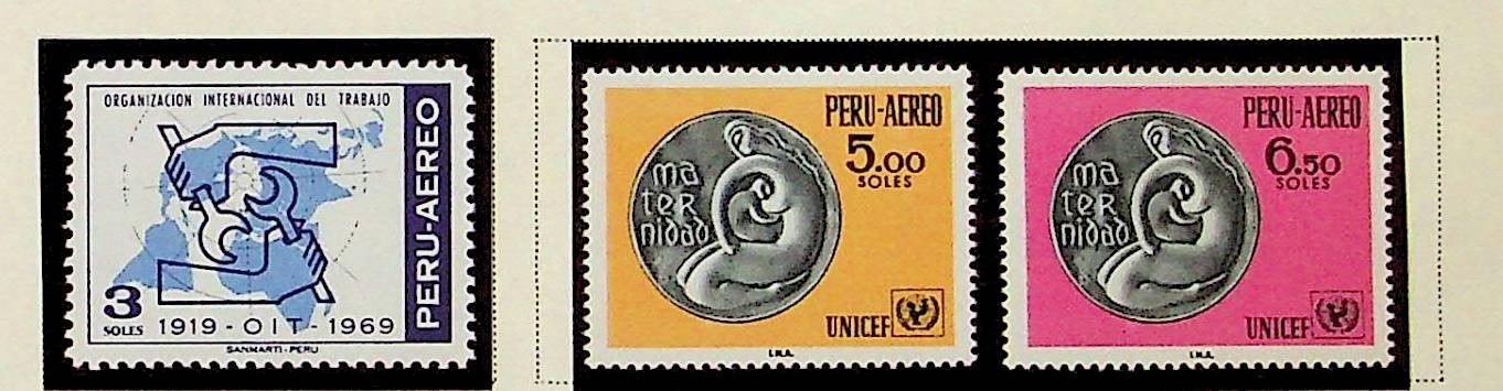 PERU Sc C278-80 NH ISSUE OF 1970 - UNICEF - (RM26)