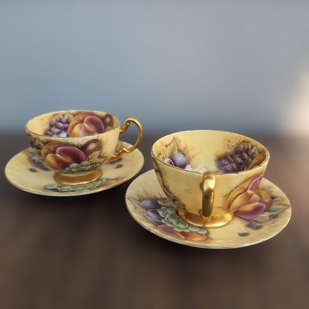 Aynsley Orchard Gold Cup Saucer Pair Set