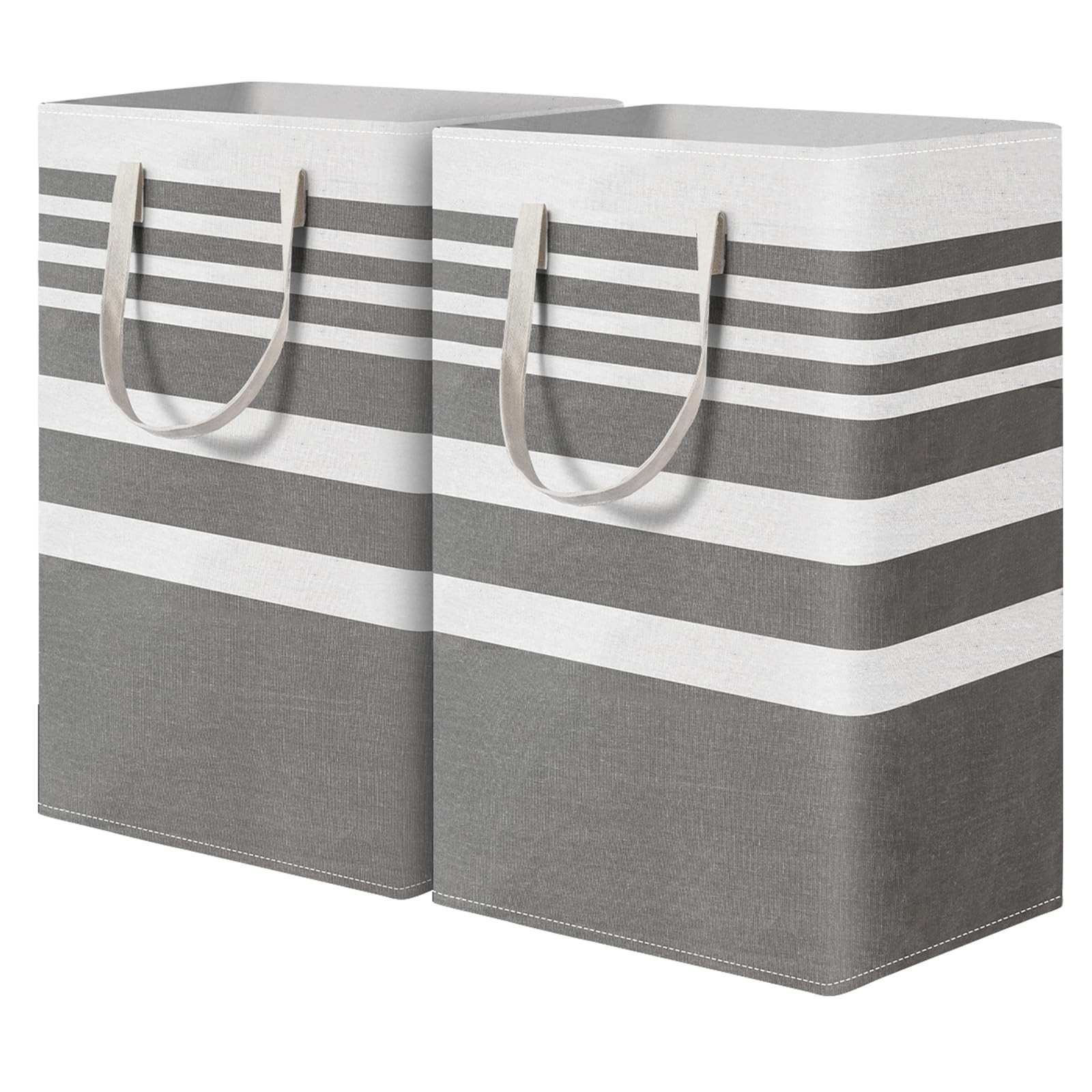 2 Pack 75L Laundry Baskets Large Waterproof Freestanding Collapsible Hamper Grey