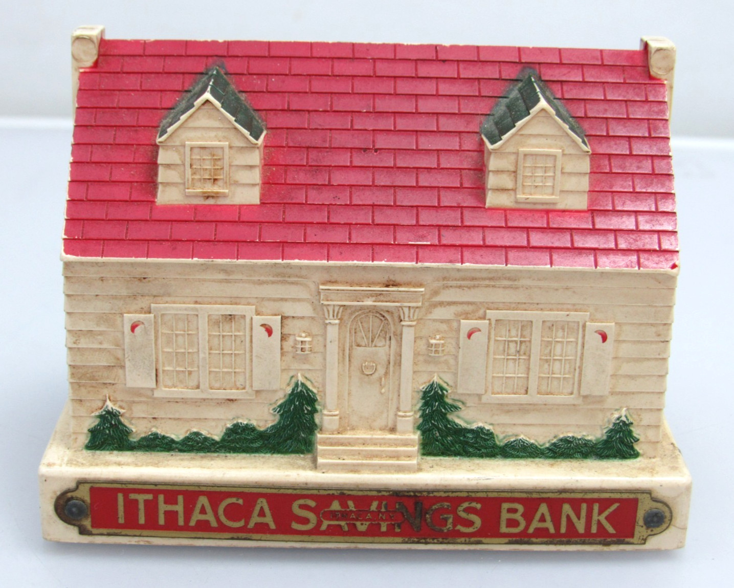 Vintage ITHACA SAVINGS BANK Coin Advertising House SAVE FOR A PURPOSE No Key