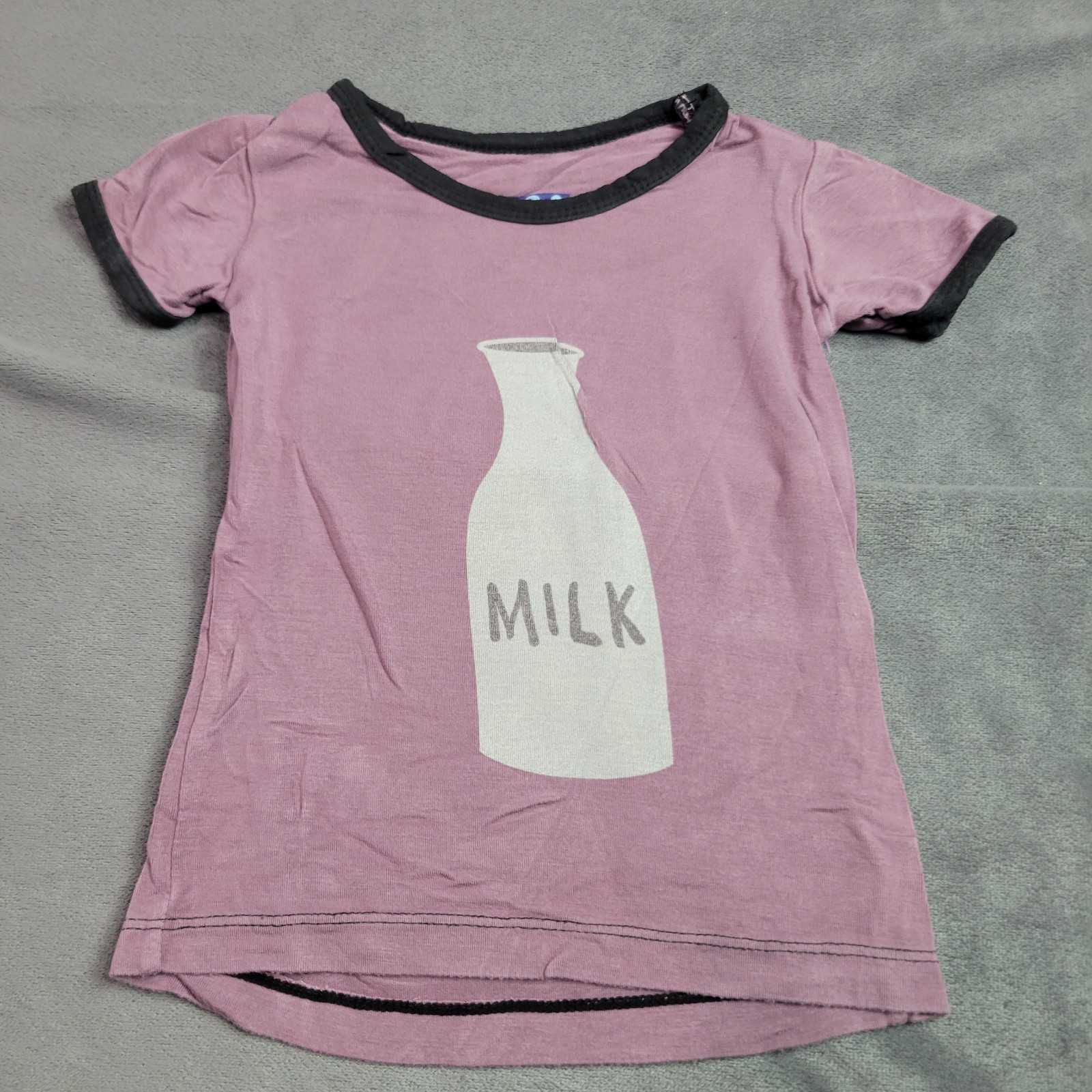 KicKee Top Girls Shirt Purple Milk 12 M Bamboo Comfort Stretch Rare Print Sleep
