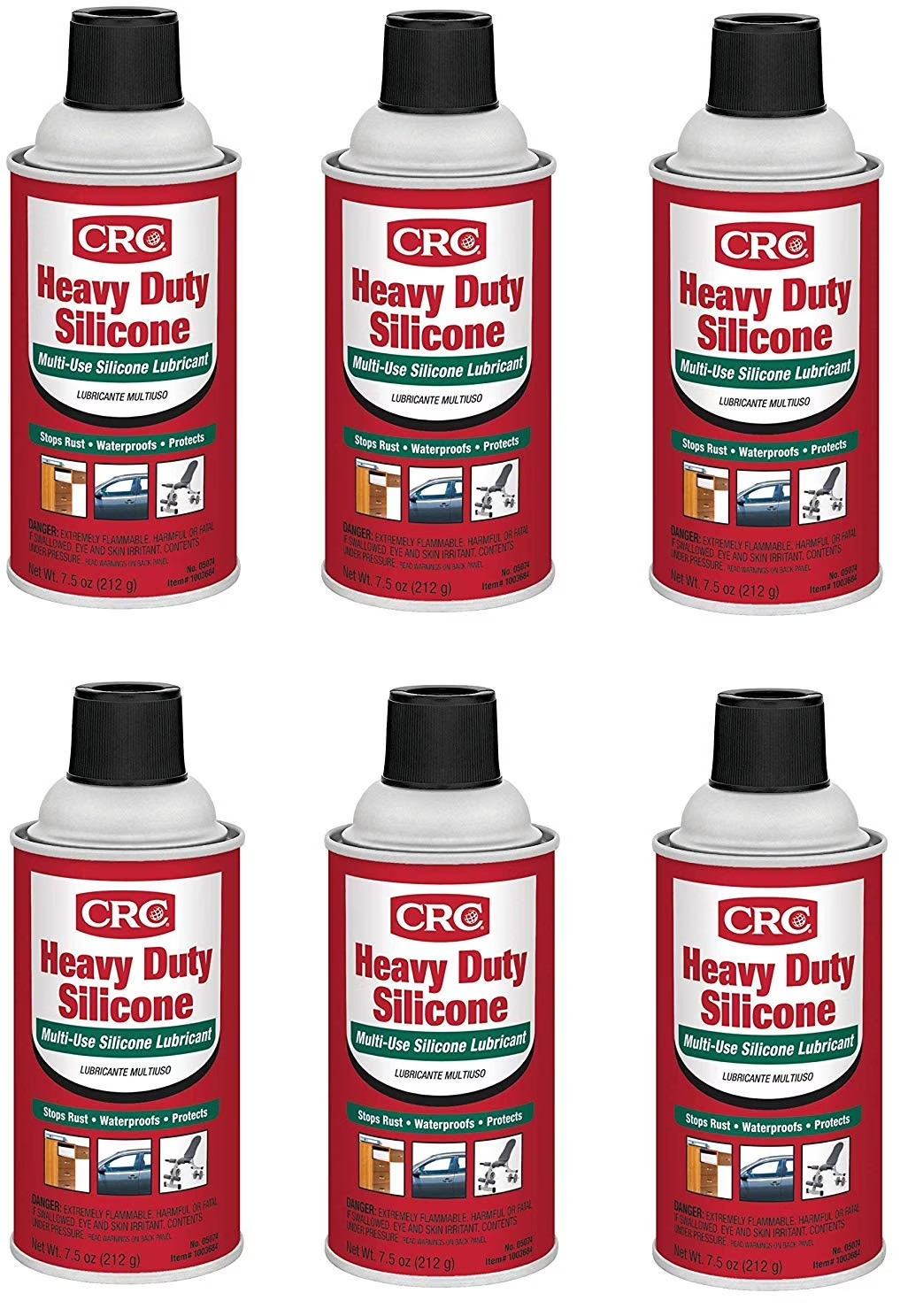 6 CRC Heavy Duty Silicone Lubricant Spray Cans 05174 Clear Colorless Liquid 11Oz