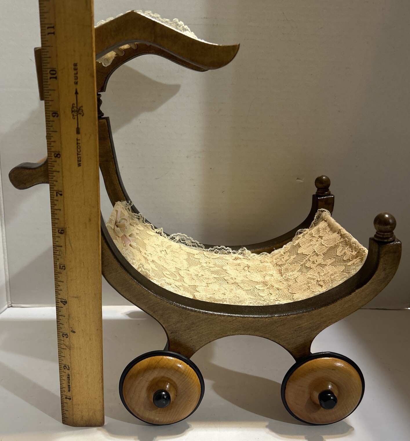 Hand Made Oak Wood  Doll Stroller